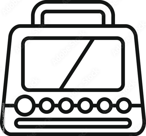Aed defibrillator icon outline vector. Heart disease attack. First aid help