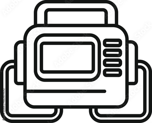 Heart defibrillator icon outline vector. Patient cardiac attack. Cross life saving