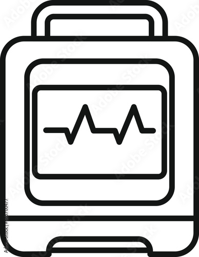 Hypertension defibrillator icon outline vector. Portable device. Pacemaker first aid