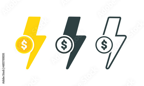 Money with electricity icon. Illustration vector
