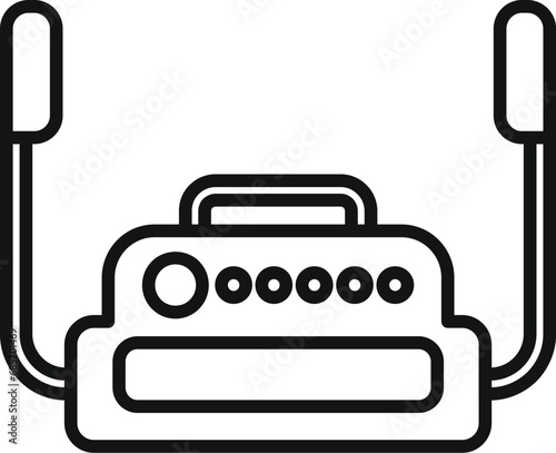 Defibrillator portable device icon outline vector. First aid treatment. Person cardiac problem