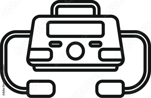 Defibrillator device icon outline vector. Treatment attack. Cross life saving