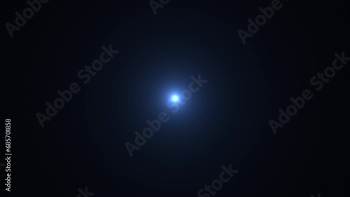 Loop center flickering golw blue circle optical lens flares shine light animation art on black background.  Isolated with alpha channel Quicktime Prores 444 encode photo