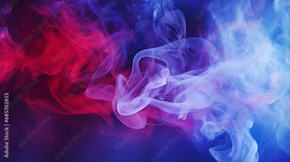 Mystical Red and Blue Smoke: Ethereal Atmosphere in Dramatic Abstract Art