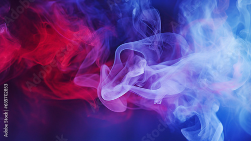 Mystical Red and Blue Smoke: Ethereal Atmosphere in Dramatic Abstract Art