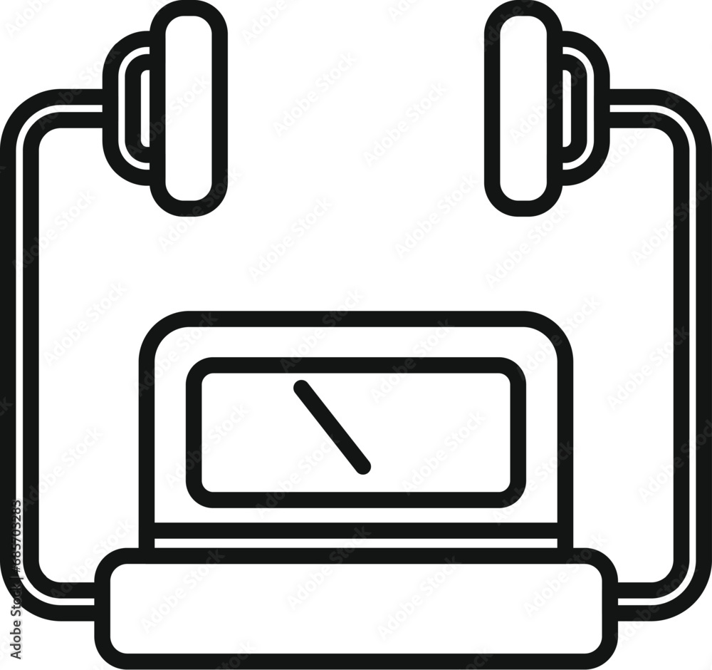 Modern defib icon outline vector. Portable medical device. Breath attack Modern defib icon outline vector. Portable medical device. Breath attack