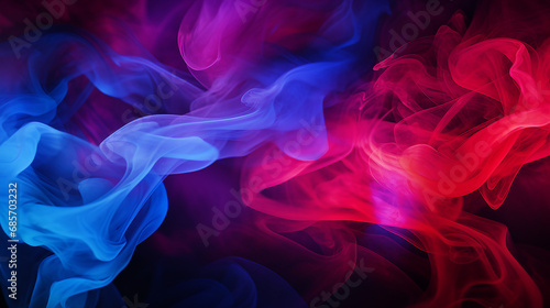Mystical Red and Blue Smoke: Ethereal Atmosphere in Dramatic Abstract Art