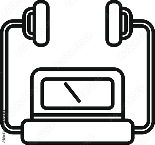 Modern defib icon outline vector. Portable medical device. Breath attack