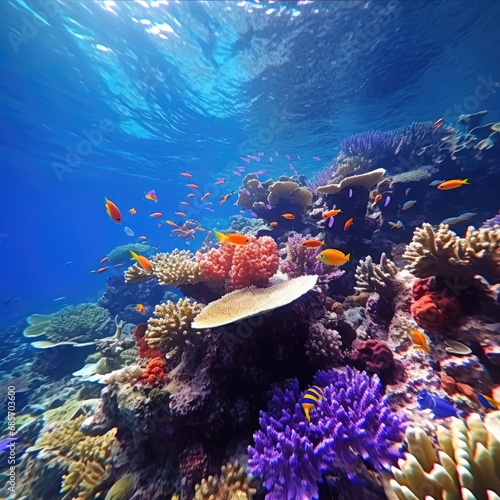 Underwater footage of colorful coral reefs and marine life