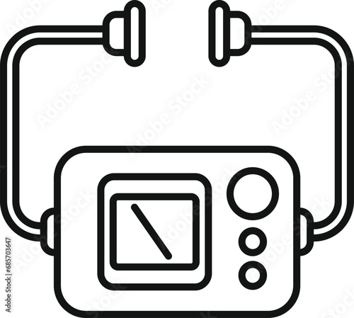 First aid kit defibrillator icon outline vector. Medical care. Person cardiac attack