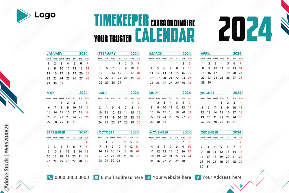 one page wall calendar design template | 2024 calendar template with wavy shapes | Desk calendar 2024 template 12 months included professional calendar design Colorful abstract shapes card design one page wall calendar design template | 2024 calendar template with wavy shapes | Desk calendar 2024 template 12 months included professional calendar design Colorful abstract shapes card design