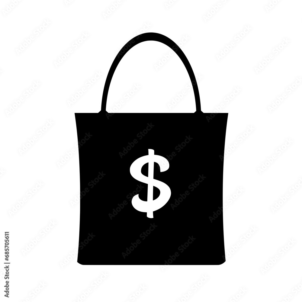 vector icon of a shopping bag with money symbol vector icon of a shopping bag with money symbol