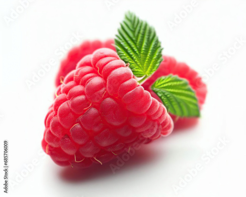 Fresh Raspberries on a white background