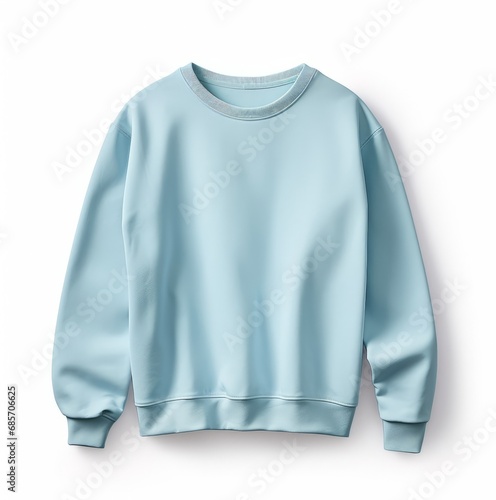  blue sweatshirt on a light background mock up © Olga