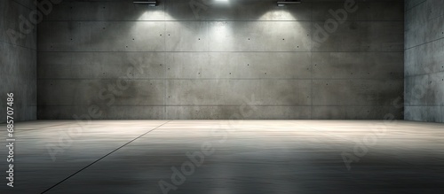 Concrete floor illuminated by spotlight Copy space image Place for adding text or design © HN Works