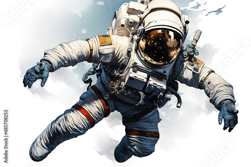 Astronaut floating in space, 3d illustration isolated on Transparent background. Generative AI