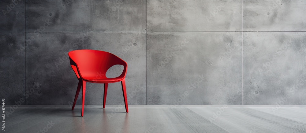 Contemporary red seat and solid wall Copy space image Place for adding text or design - obrazy, fototapety, plakaty 