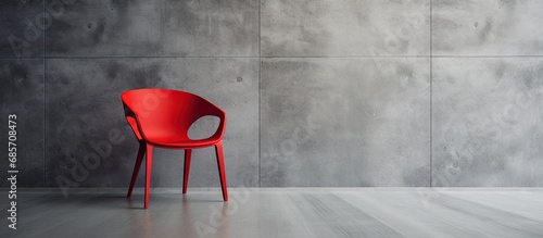 Contemporary red seat and solid wall Copy space image Place for adding text or design photo