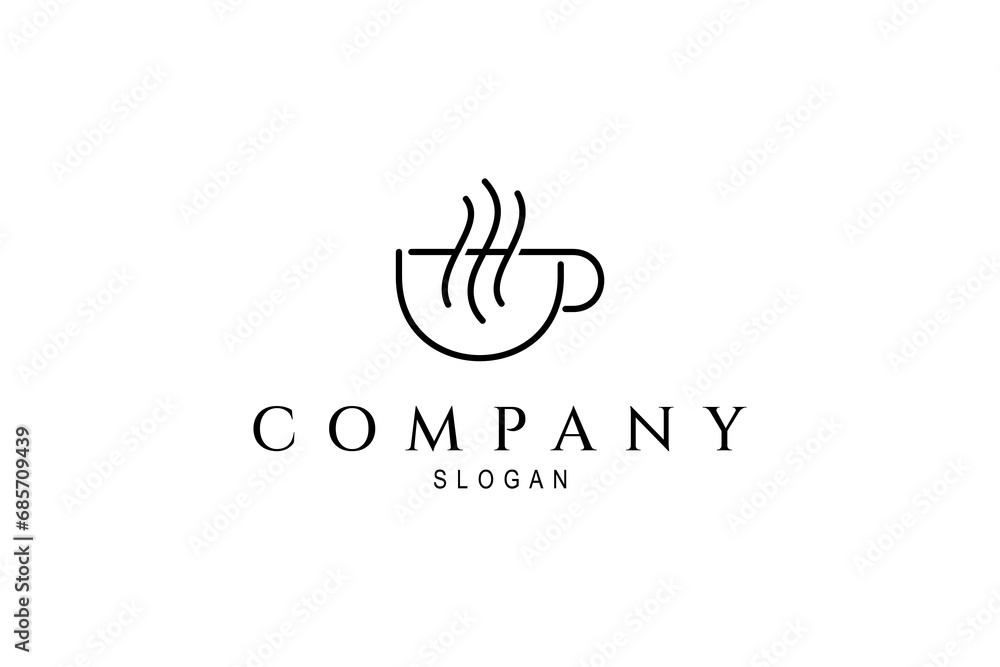 Coffee minimalist line art illustration icon logo design