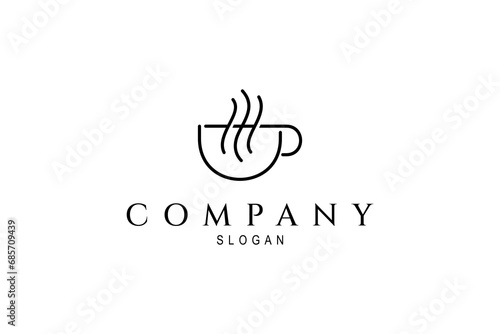 Coffee minimalist line art illustration icon logo design