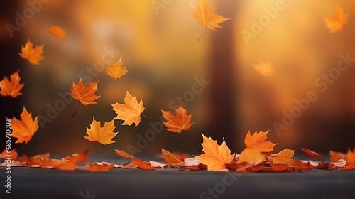 Enchanting Autumn Woods  Realistic Falling Maple Leaves in a Colorful Forest