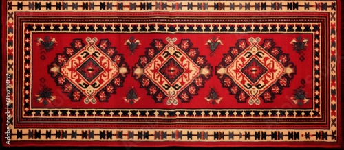 A retro red carpet with traditional Arabian motifs in a vintage style Copy space image Place for adding text or design