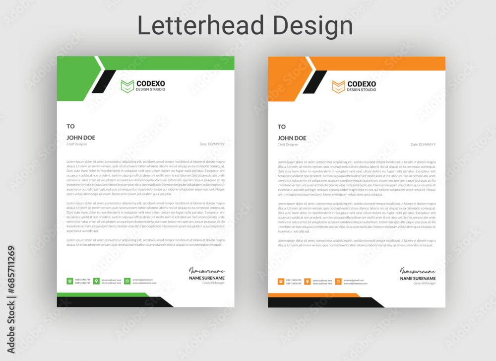 Abstract Letterhead Design Modern Business Letterhead Design Template,Letterhead Layout with Yellow Accents