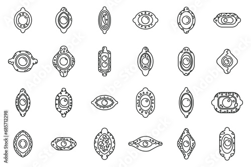 Khachapuri icons set outline vector. Food bakery pie. Georgian menu bread
