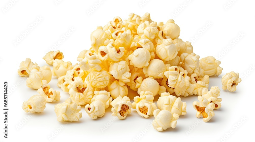 Pile of savory popcorn isolated in white background