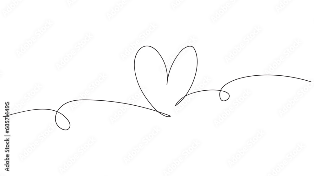 Heart continuous line art drawing. Vector illustration