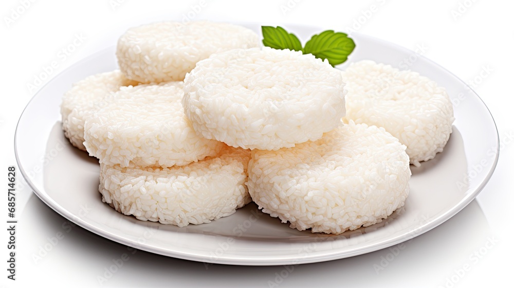 Rice cakes on a Plate in White Background