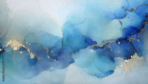 art abstract paint blots background alcohol ink blue colors marble texture horizontal long banner