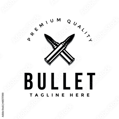 crossed bullet vintage logo vector illustration design, icon, symbol, weapons