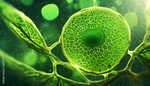 fantasy plant cells microscopy green organic structures microlife concept generative ai photo