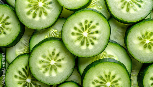 pattern of sliced cucumber close up top view