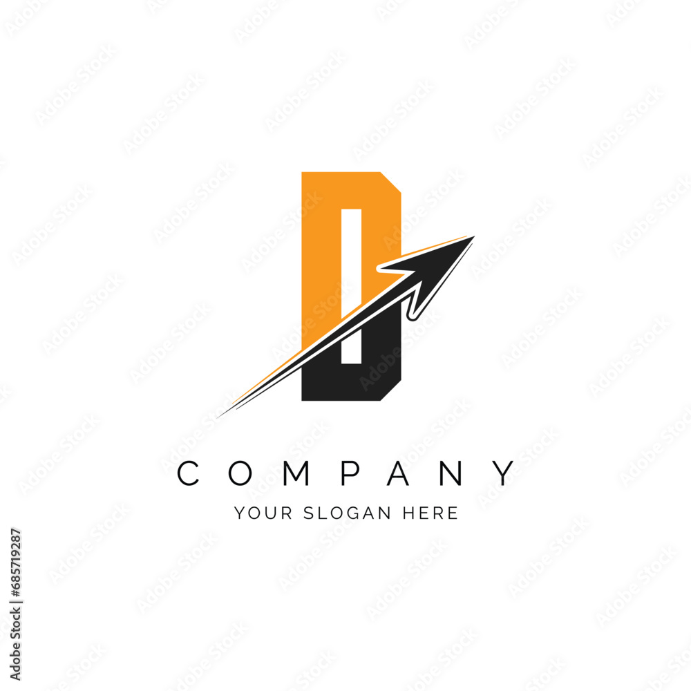D Letter with Arrow Logo Template Illustration. D Alphabet Concept Design Modern Vector Monogram Icon D Letter with Arrow Logo Template Illustration. D Alphabet Concept Design Modern Vector Monogram Icon