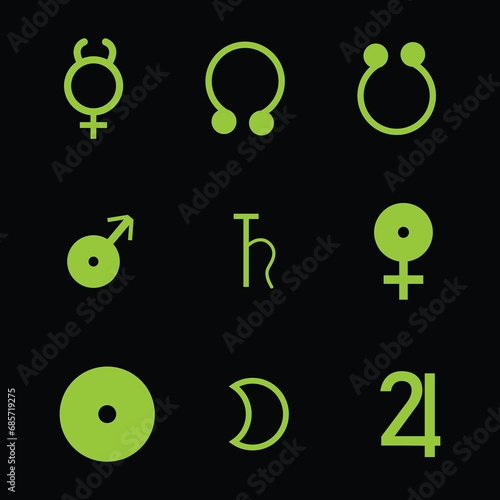 Buddhi, chandra, shukra, mangal, shukra, guru, rahu, ketu, shani, surya.Vedic Astrology Jyotish Signs, graha.