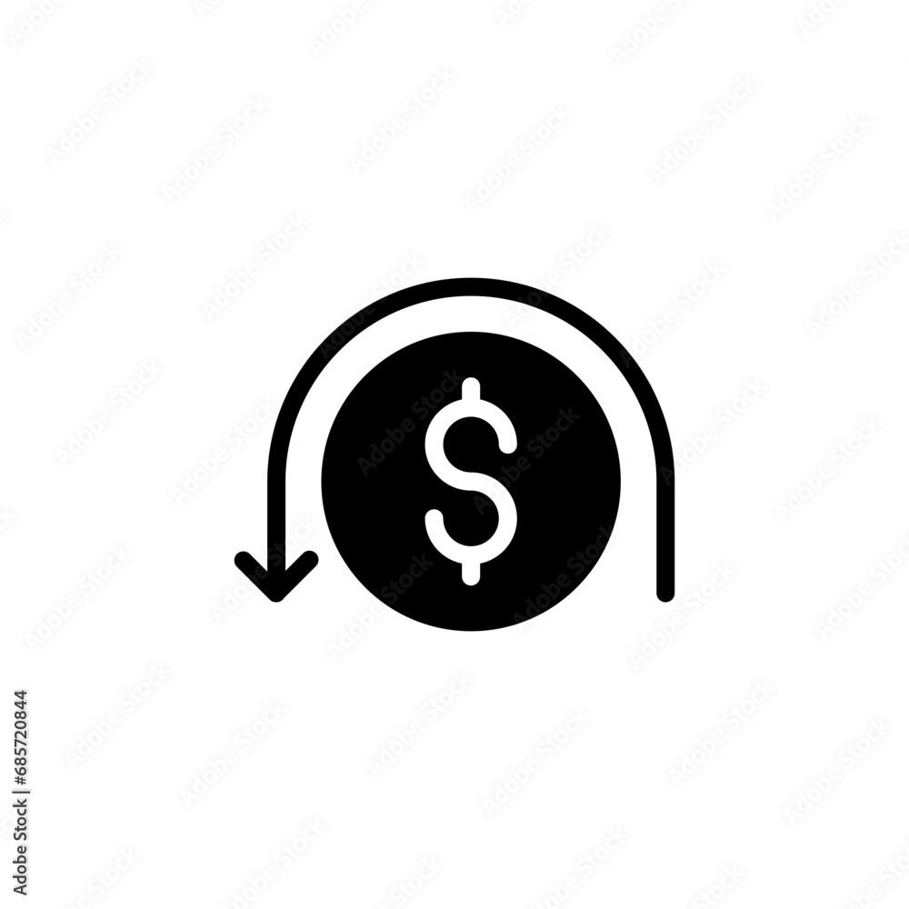 Chargeback icon. Simple solid style. Reimburse, rebate, money refund, purchase, cancel payment, transaction, business concept. Black silhouette, glyph symbol. Vector illustration isolated. Chargeback icon. Simple solid style. Reimburse, rebate, money refund, purchase, cancel payment, transaction, business concept. Black silhouette, glyph symbol. Vector illustration isolated.