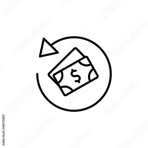 Chargeback icon. Simple outline style. Reimburse, rebate, money refund, purchase, cancel payment, transaction, business concept. Thin line symbol. Vector illustration isolated