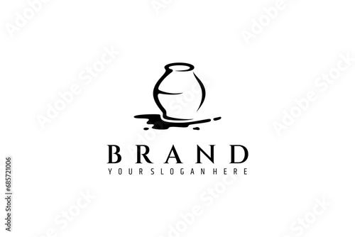 Pottery pot logo design in flat design style concept