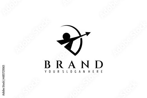 Archer logo design in simple flat design concept