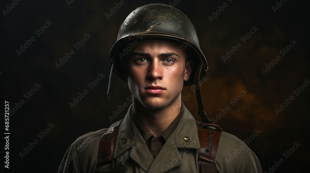 Fototapeta premium Portrait of a soldier from the Second World War
