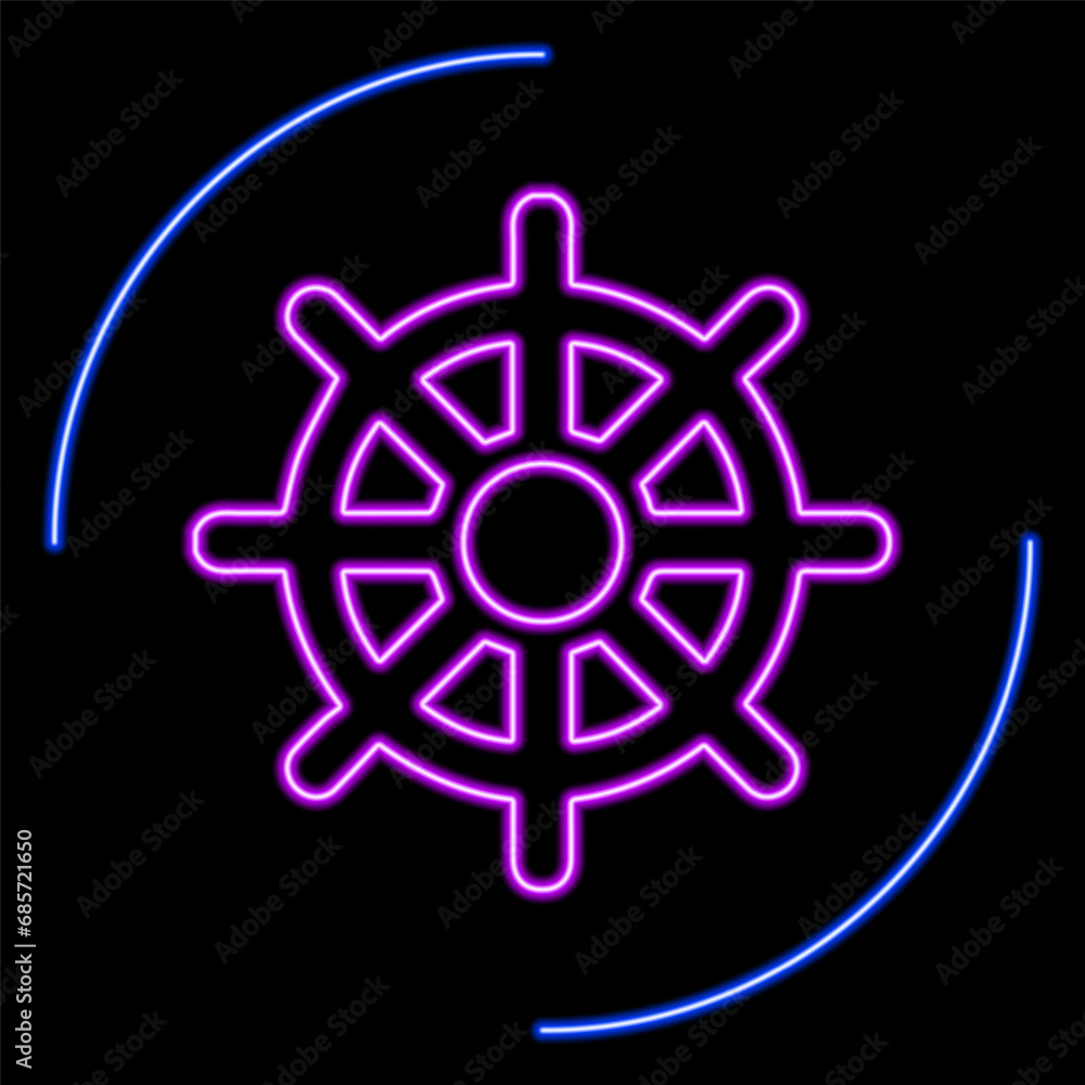 Buddhism neon sign, modern glowing banner design, colorful modern design trends on black background. Vector illustration. Buddhism neon sign, modern glowing banner design, colorful modern design trends on black background. Vector illustration.