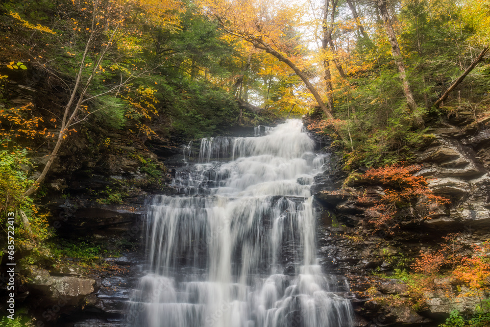 Autumn waterfall at Ricketts Glen State Park - Pennsylvania - Ganoga Falls Autumn waterfall at Ricketts Glen State Park - Pennsylvania - Ganoga Falls