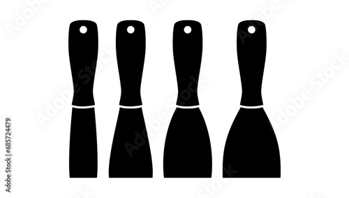 Putty Knife, black isolated silhouette