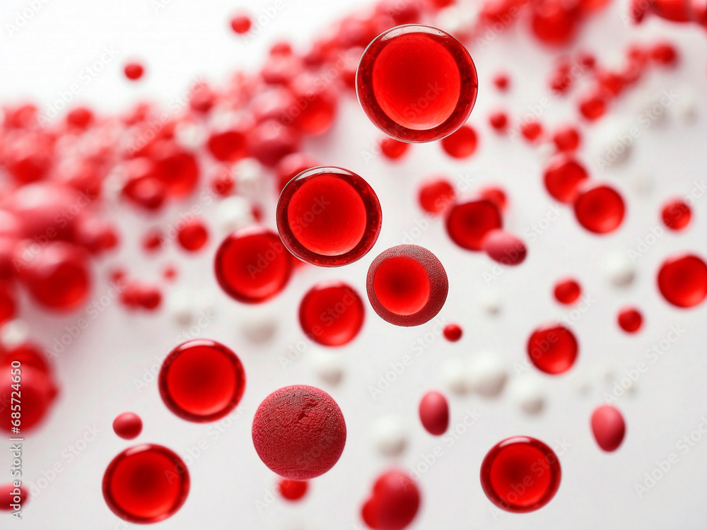 Blood cells wave on white background. Generated by AI Blood cells wave on white background. Generated by AI