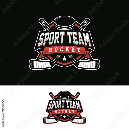 Hockey tournament sport logo template.  Modern emblem collection vector illustration for hockey club