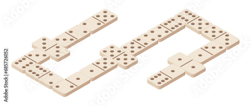 Isometric dominoes game. Vector and PNG on transparent background.