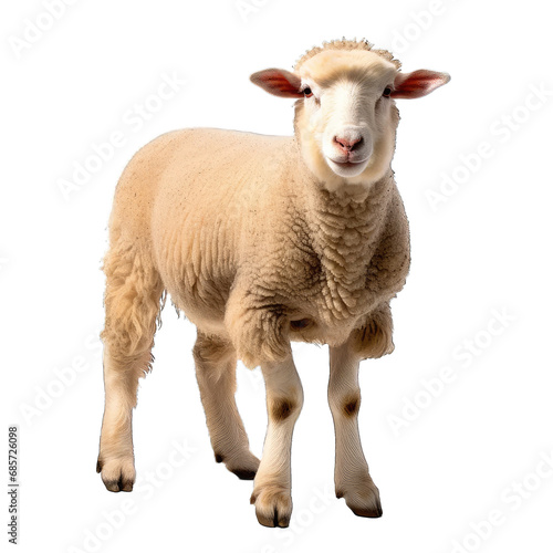 A cute sheep on a transparent or white background