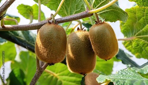 Kiwi fruits ripening on the tree photo